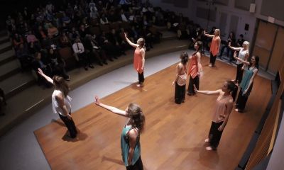 Dancers posed on stage