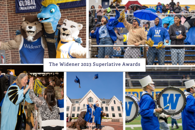 A collage of photos with text that reads "The Widener 2023 Superlative Awards"