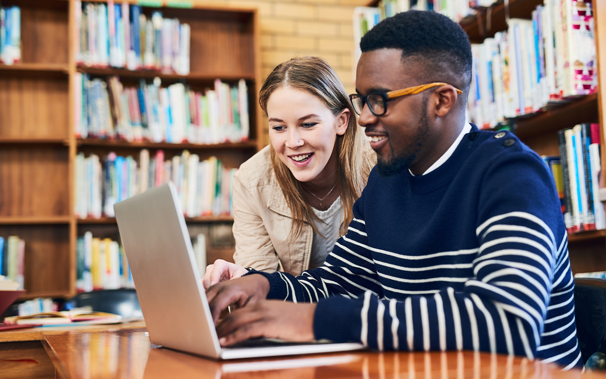 Graduate students studying