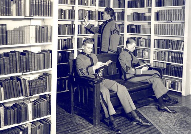 Cadets reading in PMC Library