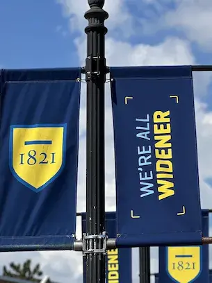 we're all widener banners widener university campus