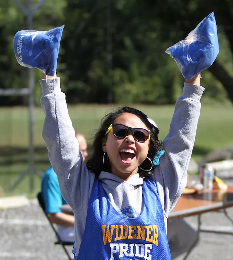 student shows widener pride