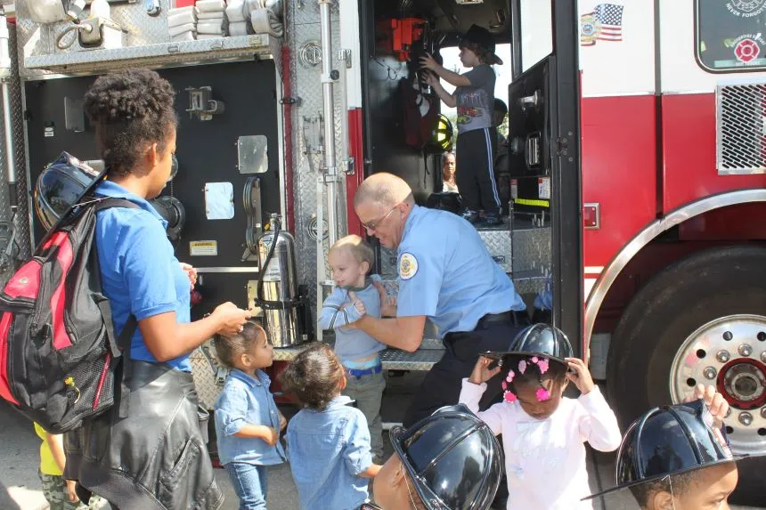 CDC students on fire truck