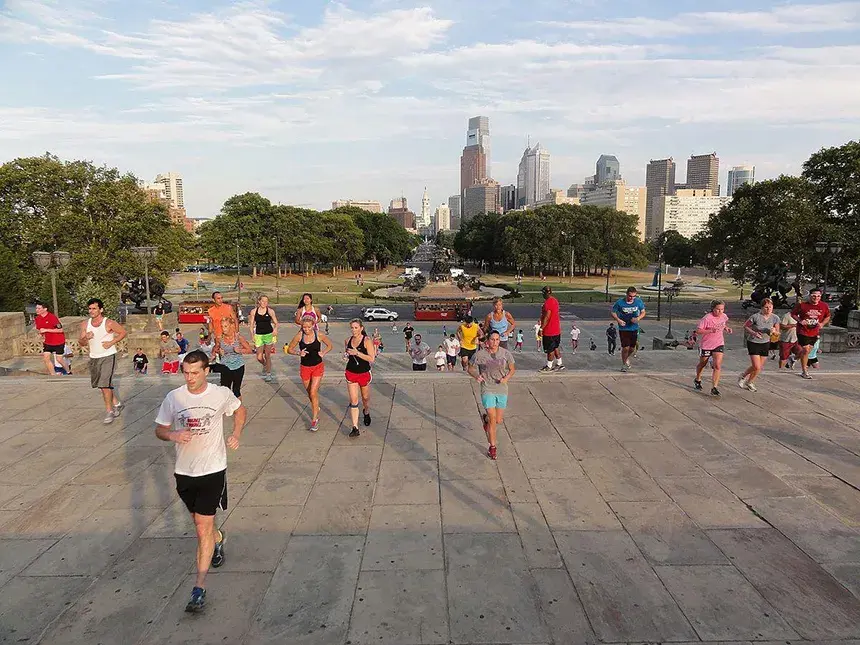 running steps at philadelphia art museum