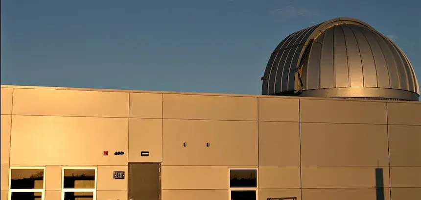 sunset on telescope dome