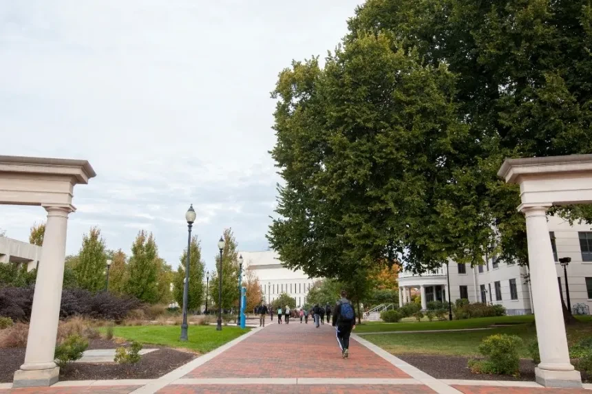 Campus shot students walking