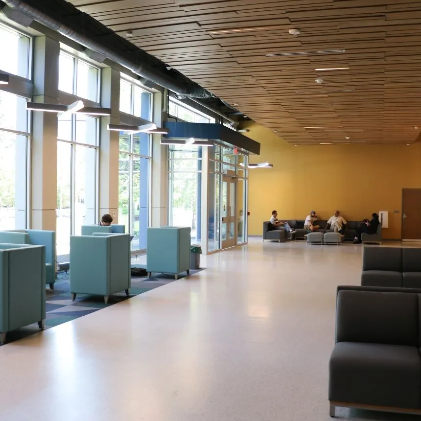 The expanded lobby in Kapelski Learning Center. 