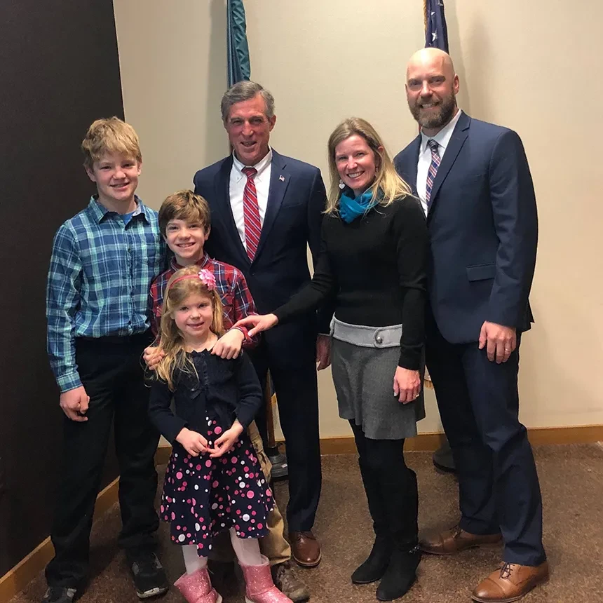 Schatz family with Delaware Governor John Carney