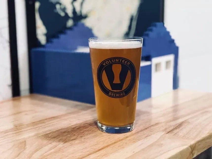 Pint of beer in Volunteer Brewing Co. glass