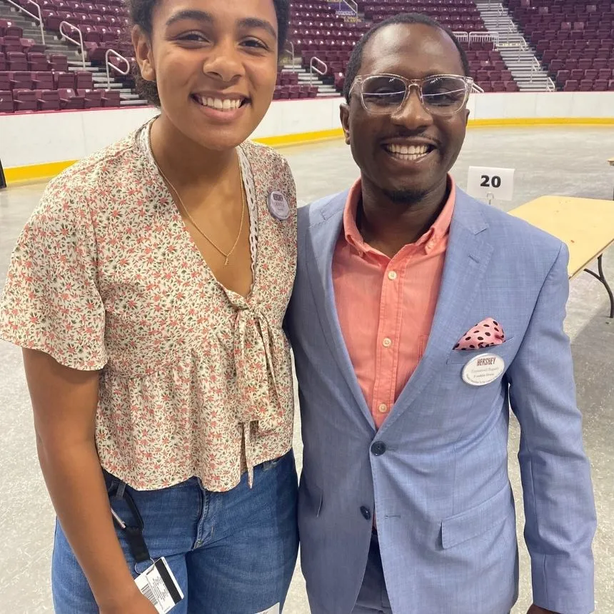 Donya Moore with alumnus Emmanuel Rupert