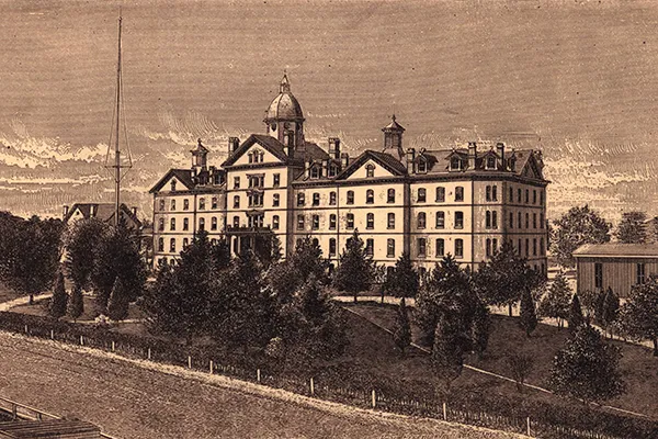 Sepia image of Old Main in 1883