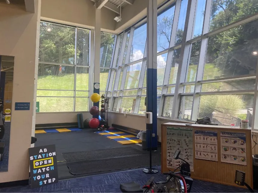 Photo shows new workout space available in the Pride Rec Center.