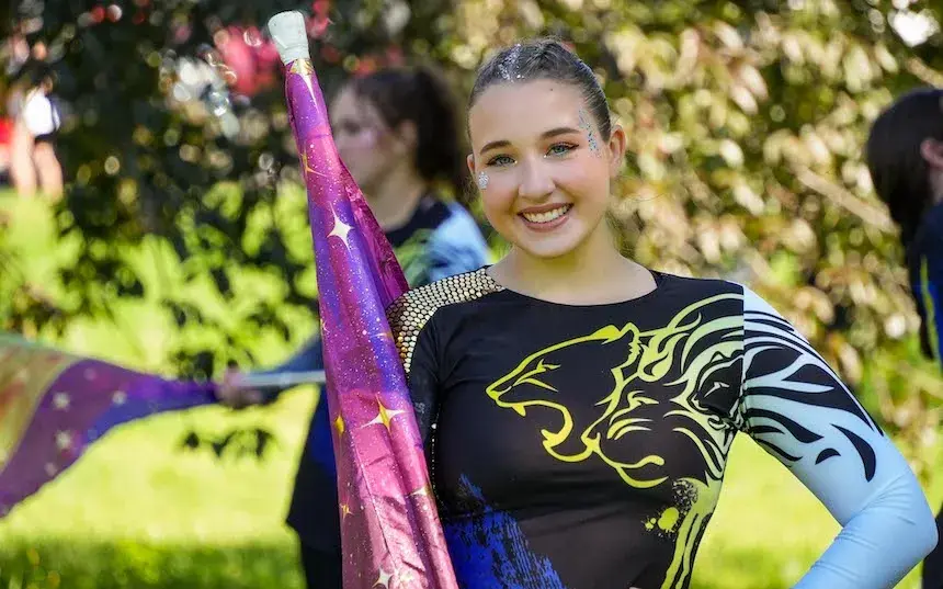 color guard pink flag