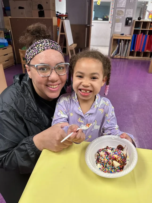A child in the CDC with their mother