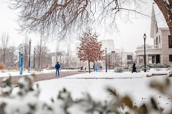 widener campus near philadelphia covered in snow during winter