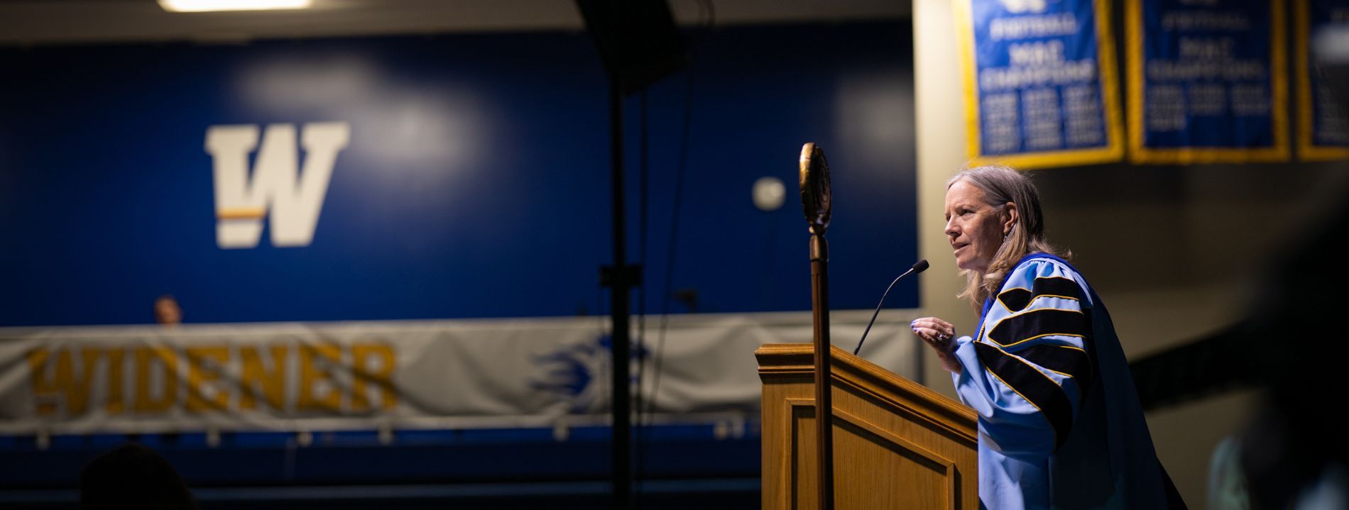 A side angle shot of Stacey Robertson at inauguration.