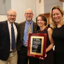 Janine Utell and other faculty at the awards banquet