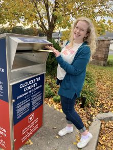 Megan Sharp put her ballot in a drop-off kiosk.