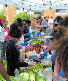 Students at the Stetser Elementary School end of year garden harvest