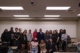 Secretary Torres, Stephanie Cole, and Widener students and faculty