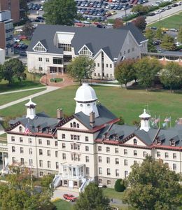 aerial shot of Old Main