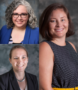 (top left) Jessica Guzman, (bottom left) Christine Woody, (right) Jennifer Padilla Wyse