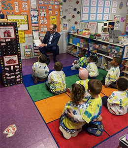 PA State Senator reads to children at the Widener Child Development Center