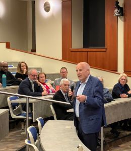 Peter Felton talks to the audience at the 2024 Beideman Visiting Scholar program.