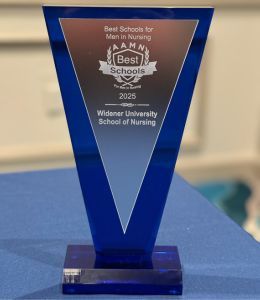 Photo shows the AAMN award for Best Schools for Men in Nursing 2025.