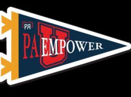 Blue penant that says PA Empower