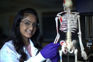 student in science lab