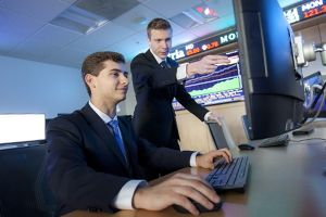 Finance major students can practice their investment strategies in the finance lab on Widener's campus.