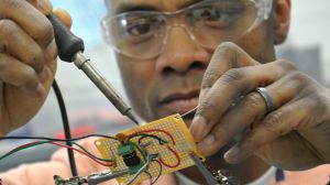Electrical engineering student hands-on