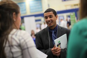 student at job fair