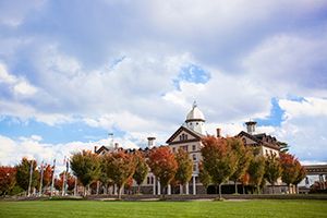 old main building in the fall