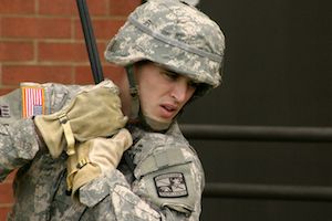 ROTC Student Rapelling