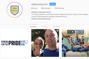 screenshot of alumni instagram account