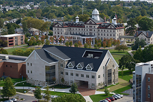 Aerial campus shot: Freedom Hall & Old Main 300x200 Aerial shot of Widener's campus focused on Old Main and Freedom Hall