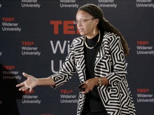Marina Barnett Giving Her TEDx Talk at Widener