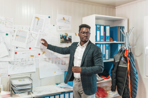 Construction management professor in classroom