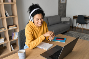 A student on a laptop