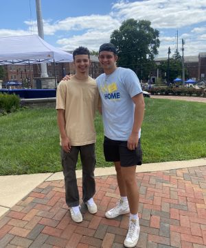 Brothers Rocco and Sergio Santiago pose for a photo on campus.
