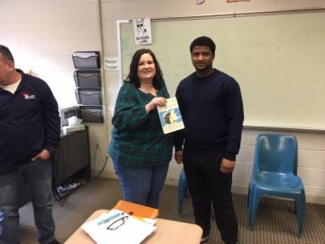 Jayne Thompson with young man at Mid-Atlantic Youth Services