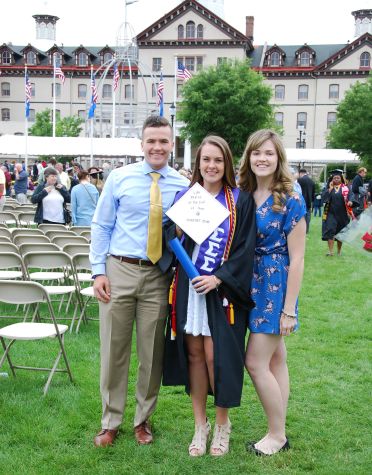 Patrick, Emily, and Sarah Wright at Emily's graduation