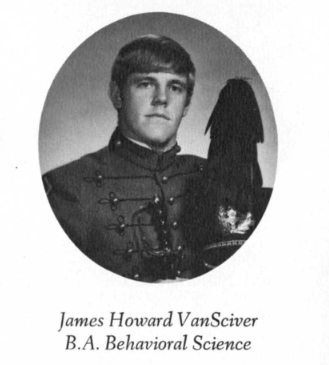 1972 yearbook photo of James VanSciver in military dress