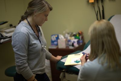 student at nursing clinic
