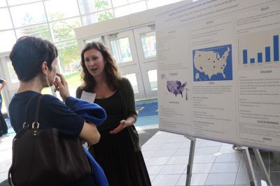 Graduate Student Presenting Research at Symposium