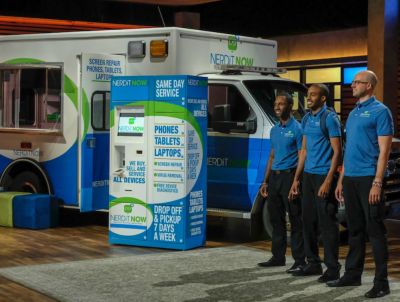 Widener alumnus Markevis Gideon and his businss partners on Shark Tank tv show
