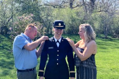 Alyssa Niedzwiedz being pinned with her rank