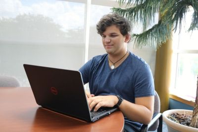Chemistry student on laptop